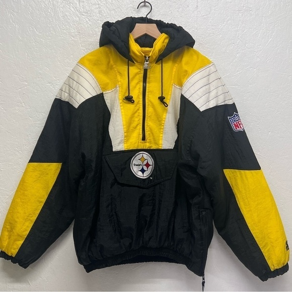 NFL - Steelers - 90s Starter Hooded 1/2 Zip Pullover JacketPro Line - XL